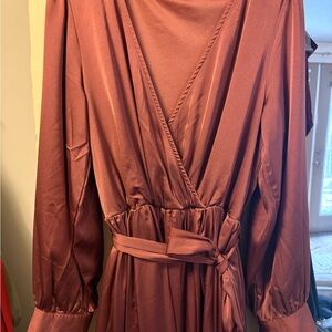 Elegant Rust/Orange Wrap Dress